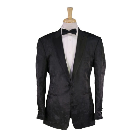 Barabas Other - Barabas Black Tone Floral Camo Peak Lapel Tuxedo Dinner Jacket Formal Blazer 46R